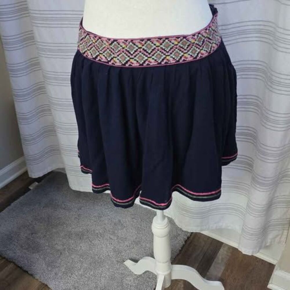 Mimi Chica Navy Blue Embroidered Mini Skirt Size M